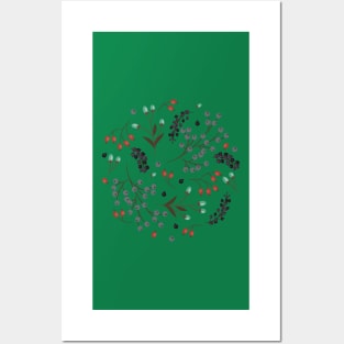 Woodland Berries - Sea Foam Posters and Art